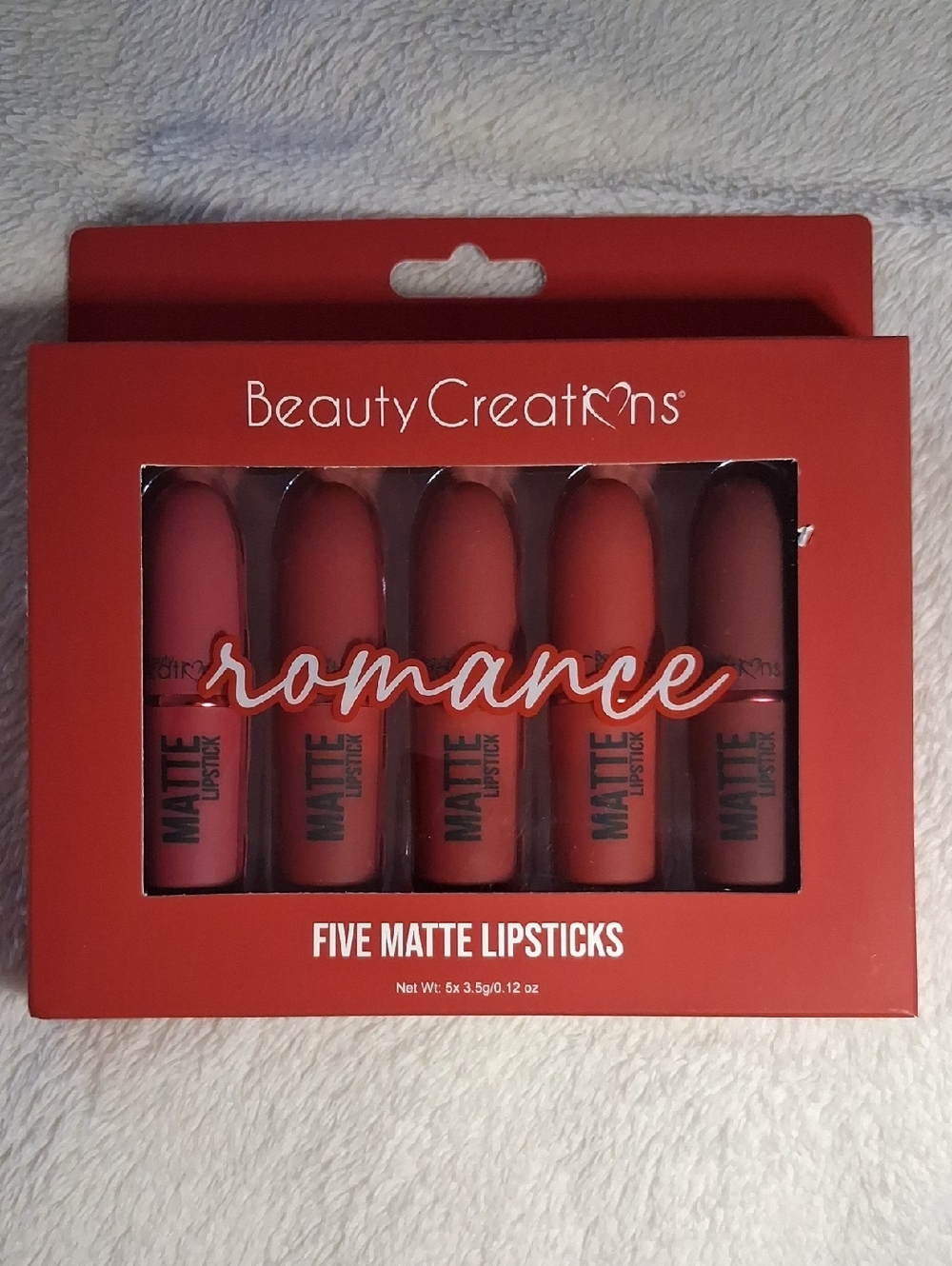 Beauty Creations Romance Five Matte Lipsticks - Red Shades NWT